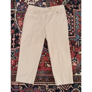 Talbots 8P Light Brown & Cream Seersucker Striped Cropped Summer Pants